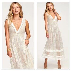 NWT Ramy Brook Gessie V-Neck Crochet Maxi Dress S